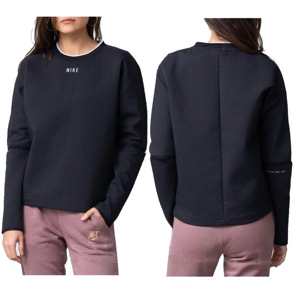 NIKE Tech Pack Cutout Elbow Crew Neck Pullover Black Sweatshirt Sportswear Med - Picture 7 of 10